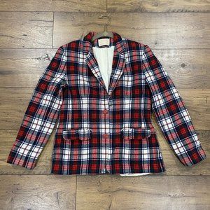 Vintage Pendleton Womens Blazer Tartan Plaid 100% Wool Red XS Size 10‎ Lined